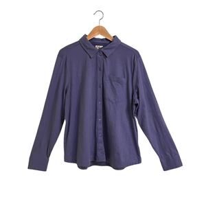 PACT Organic Cotton Button Down Shirt Sz XL Blue Purple